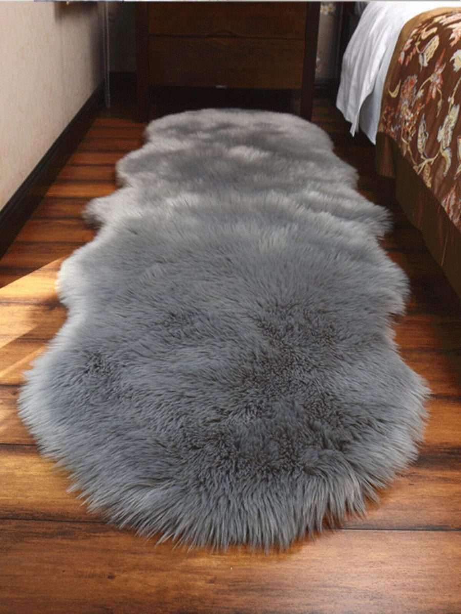 1pc Soft Faux Fur Rug, Fluffy Gray Carpet, Machine Washable, Suitable For Living Room, Bedroom, Chair, Sofa, Bedside, Creating Luxurious Modern Home Decor